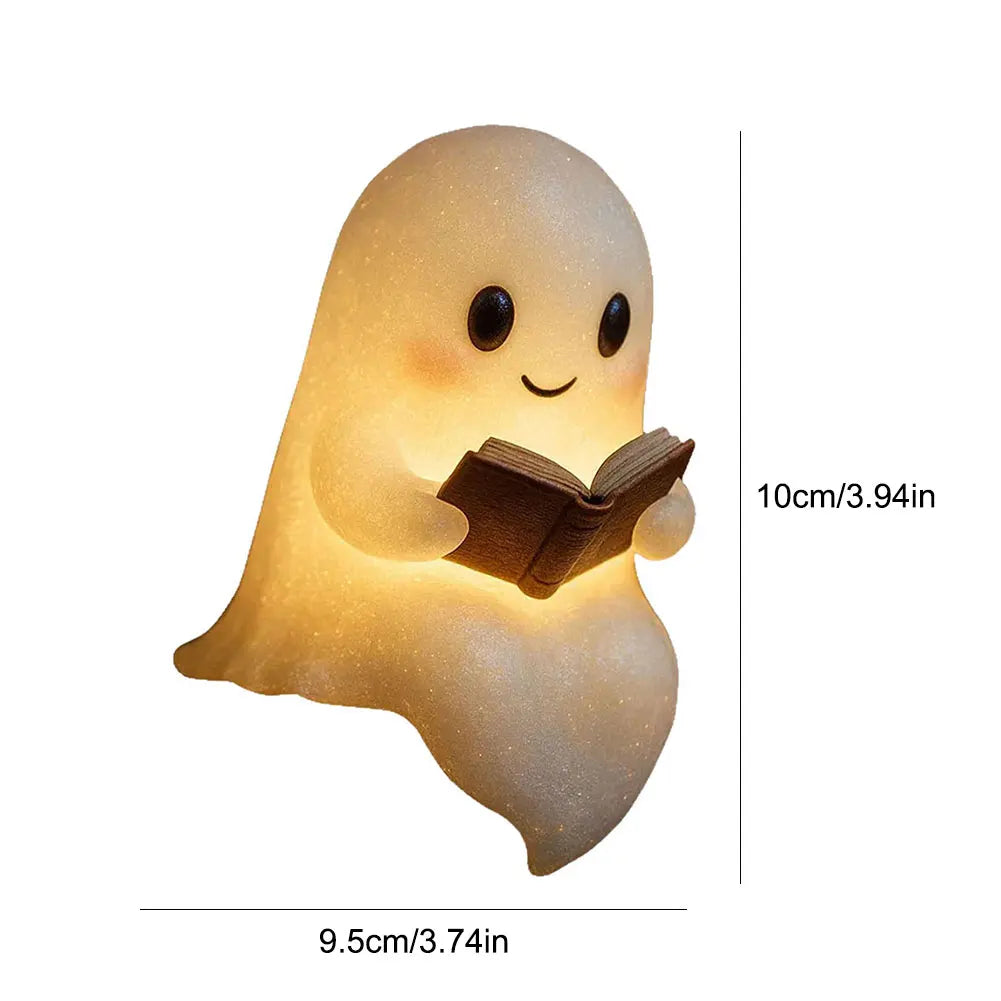 1/2Pcs Halloween Ghost Reading Book Lamp Cute Ghost Night Light Ghost Reading Night Light Halloween Decor for Bedroom Study Room