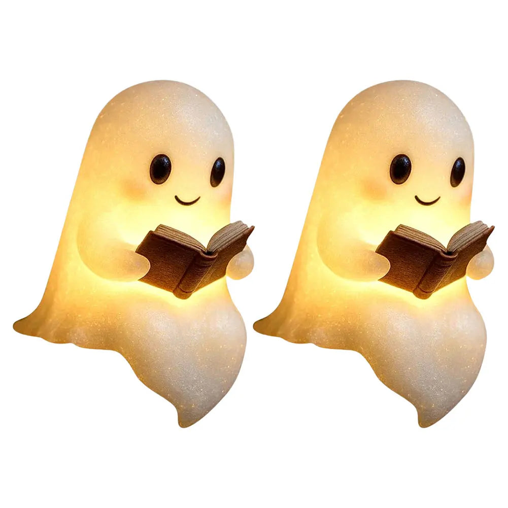 1/2Pcs Halloween Ghost Reading Book Lamp Cute Ghost Night Light Ghost Reading Night Light Halloween Decor for Bedroom Study Room