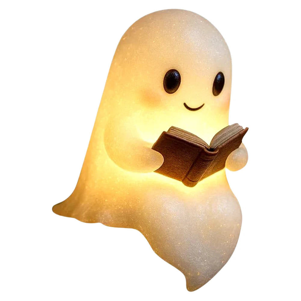 1/2Pcs Halloween Ghost Reading Book Lamp Cute Ghost Night Light Ghost Reading Night Light Halloween Decor for Bedroom Study Room