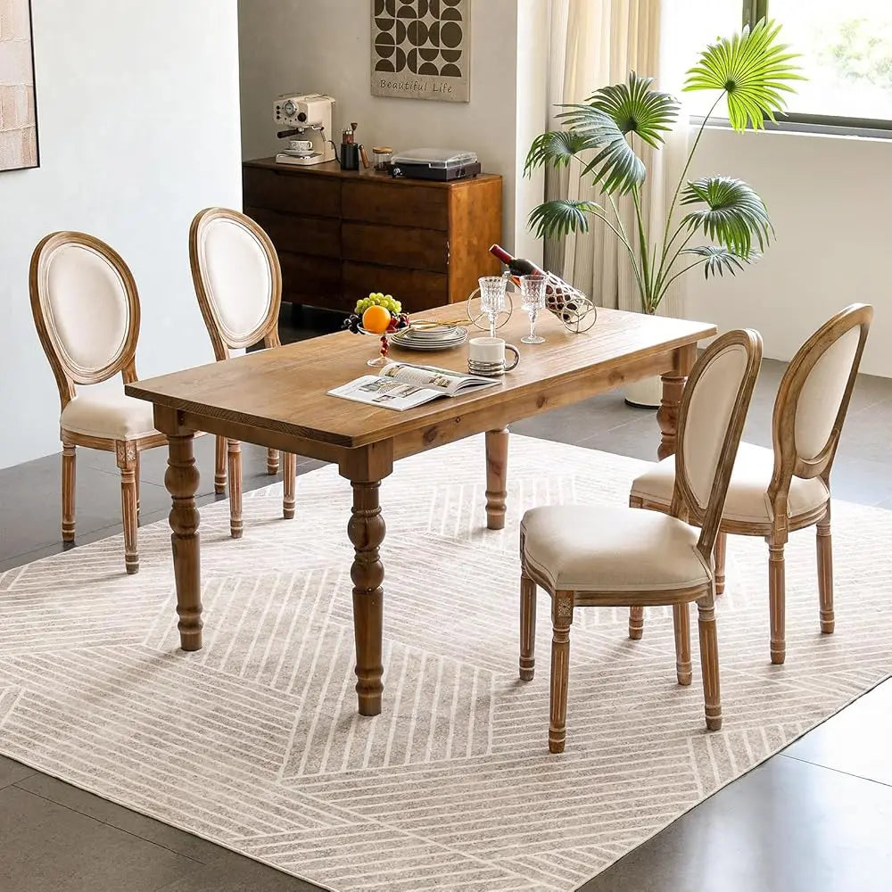 8X10 Washable Area Rug Beige, Geometric Neutral Design,