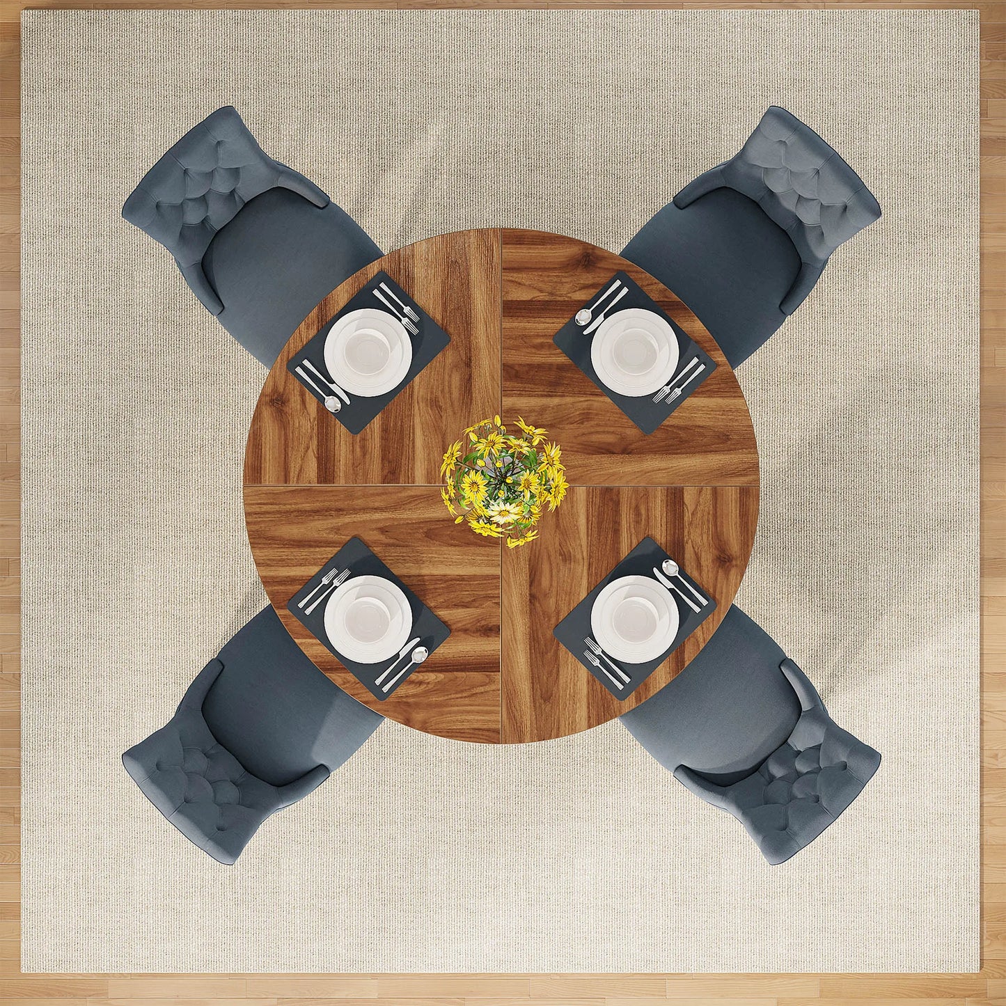 Round Dining Table for 4,
