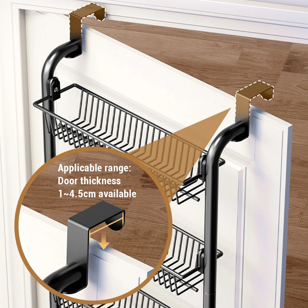 6-Tier Over The Door Pantry Organizer Metal Hanging Wall Mount Storage Shelf With Adjustable Basket For Bedroom Kitchen